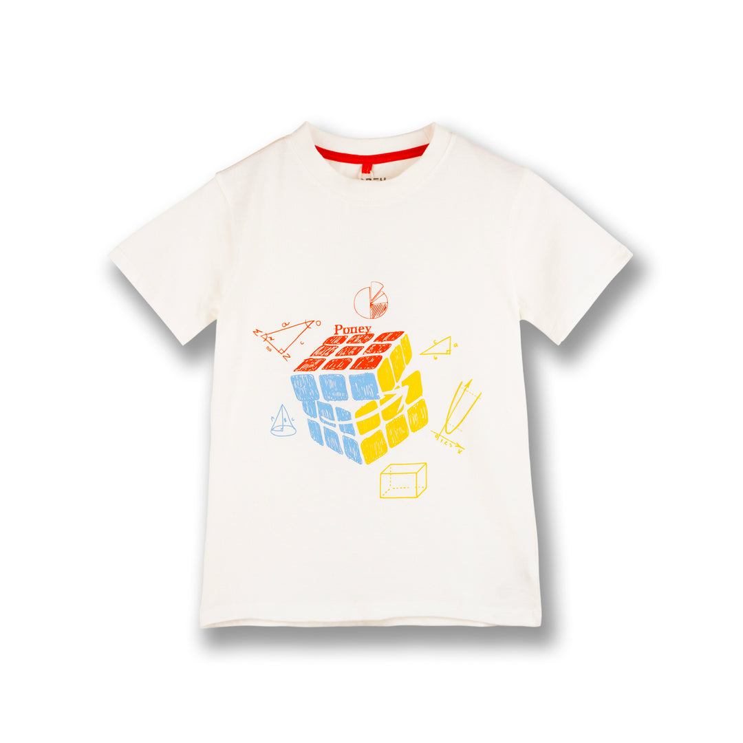 Poney Boys White Poney Rubik Cube Short Sleeve Tee