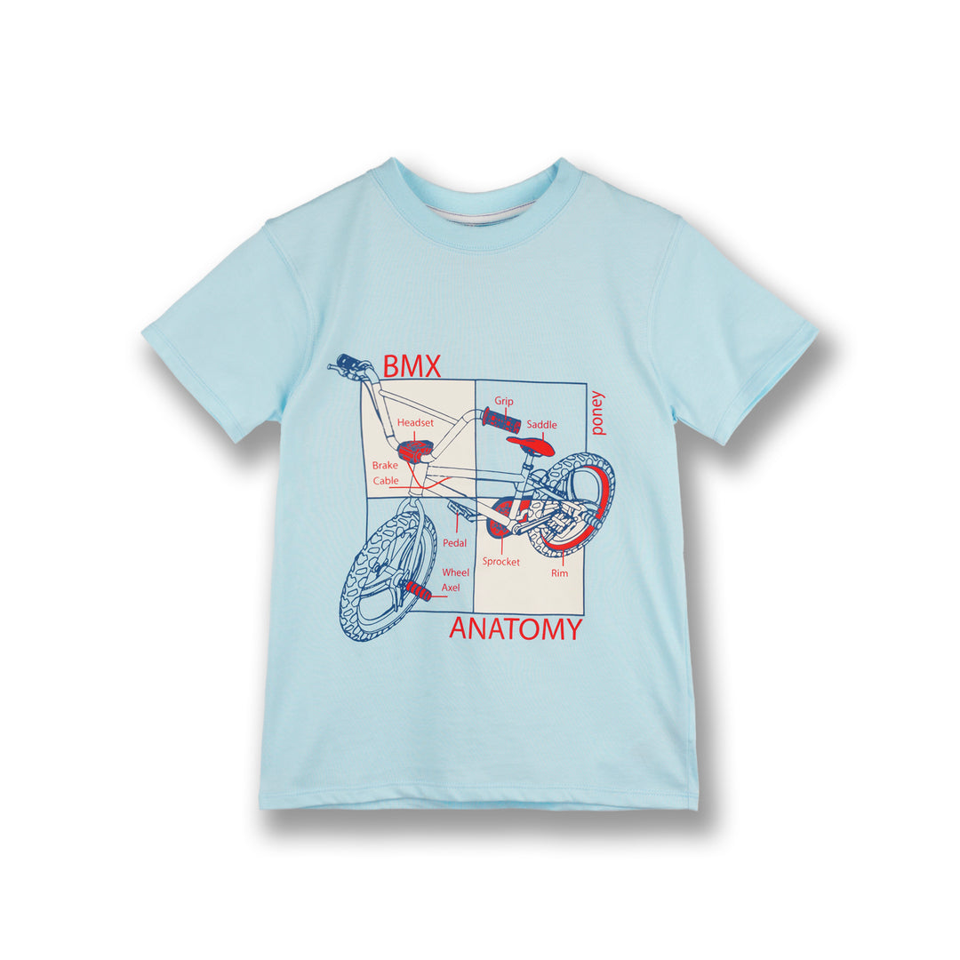 Poney Boys Lt Blue BMX Anatomy Short Sleeve Tee