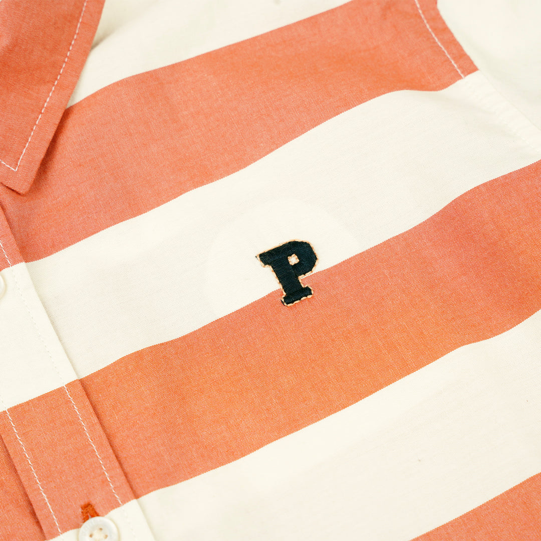 Poney Boys Orange Harvest Pumpkin Striped Short Sleeve Shirt