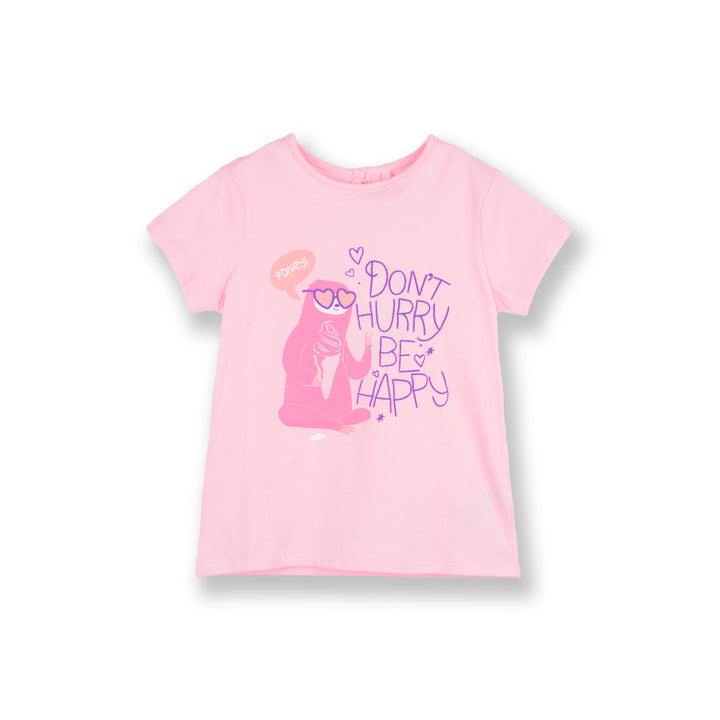 Poney Girls Lt.Pink Don't Hurry Be Happy Short Sleeve Tee