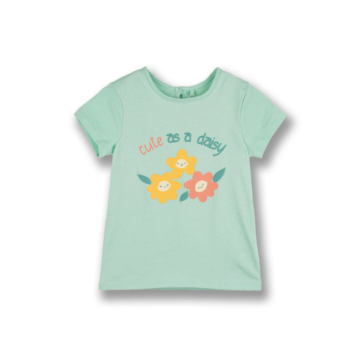 Poney Girls Lt.Green Cute As A Daisy Short Sleeve Tee