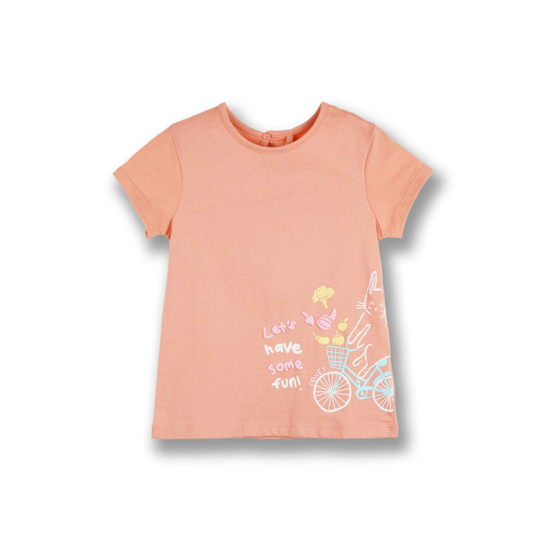 Poney Girls Lt.Brown Let's Have Some Fun Short Sleeve Tee