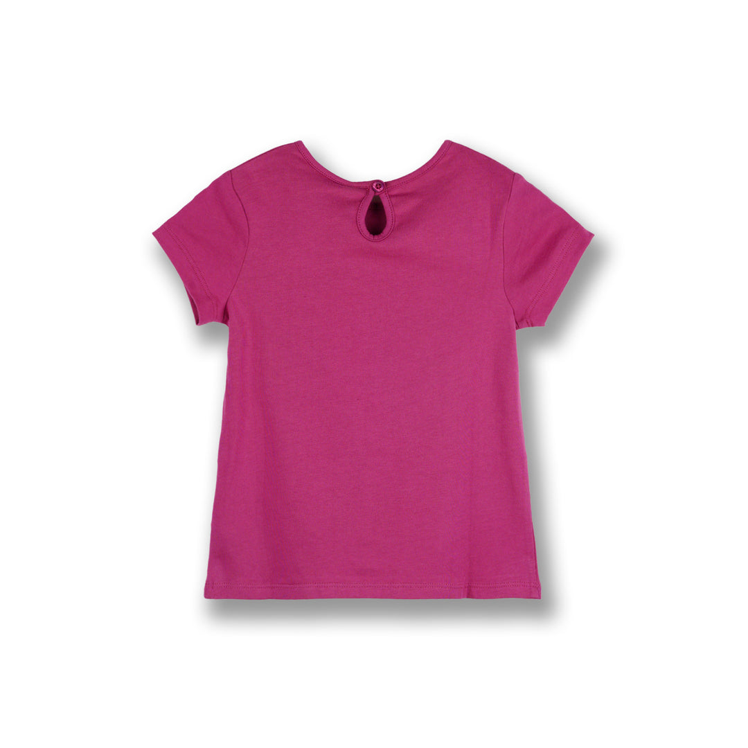 Poney Girls Maroon Believe In Unicorn Short Sleeve Tee