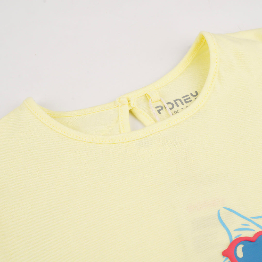 Poney Girls Yellow Purr-fect Munchkin Short Sleeve Tee
