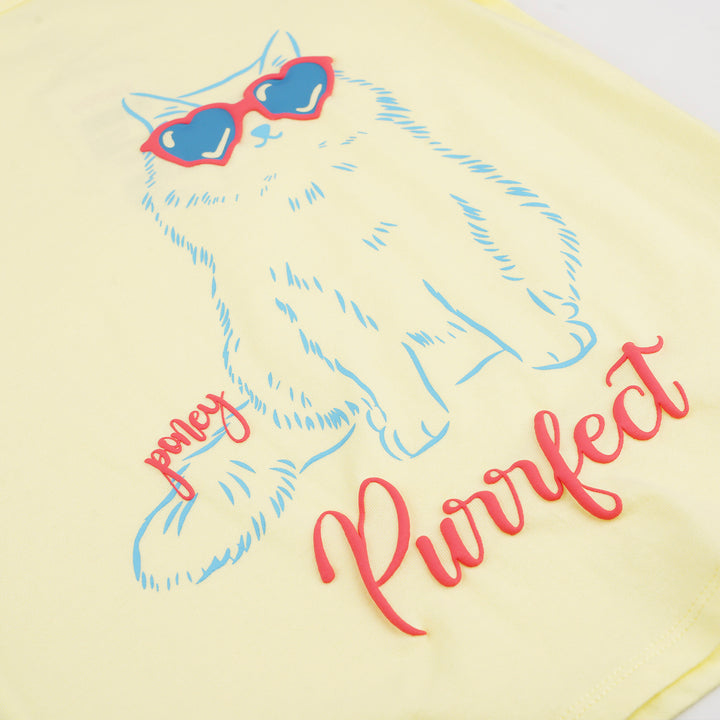 Poney Girls Yellow Purr-fect Munchkin Short Sleeve Tee