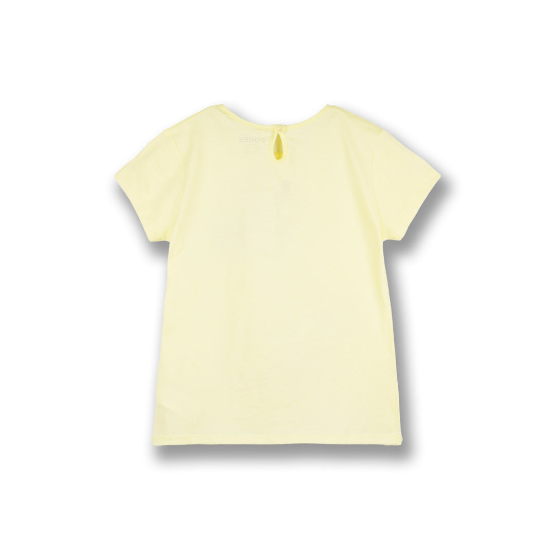 Poney Girls Yellow Purr-fect Munchkin Short Sleeve Tee