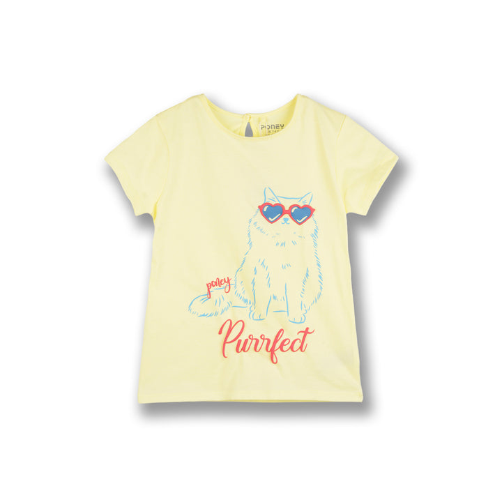 Poney Girls Yellow Purr-fect Munchkin Short Sleeve Tee
