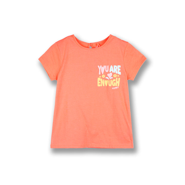 Poney Girls Orange You Are Enough Poney Short Sleeve Tee