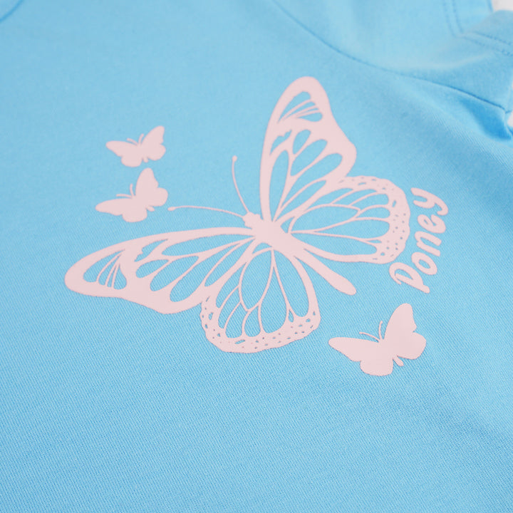 Poney Girls Blue Daydream Butterfly Short Sleeve Tee