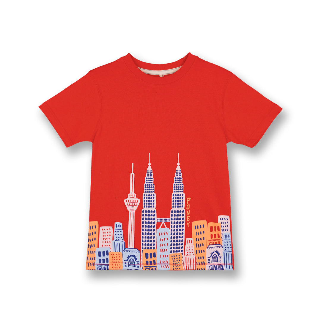 Poney Boys Red Kuala Lumpur City Short Sleeve Tee