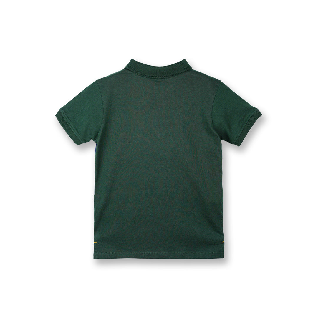 Poney Boys Green Classic Rugby Short Sleeve Polo