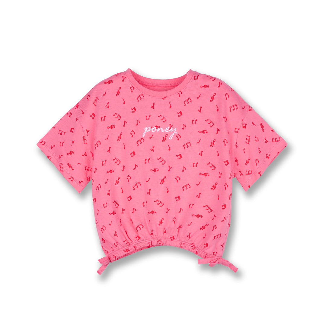 Poney Girls Pink Melody Gathered Short Sleeve Tee