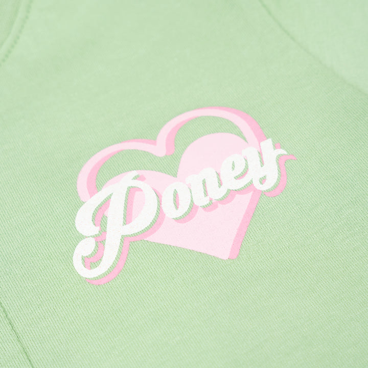 Poney Girls Green Poney Logo Knotted Short Sleeve Tee