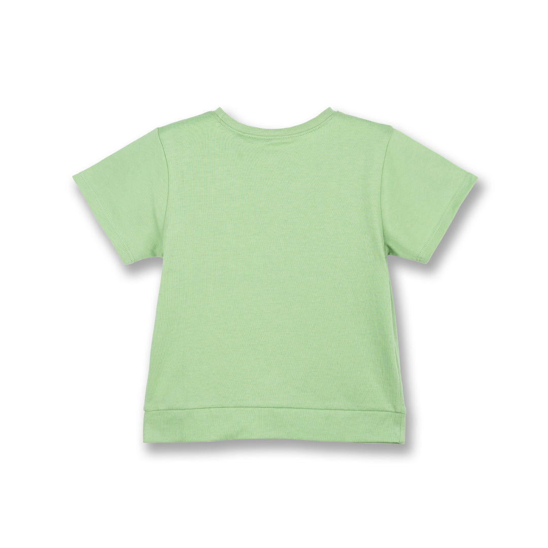 Poney Girls Green Poney Logo Knotted Short Sleeve Tee