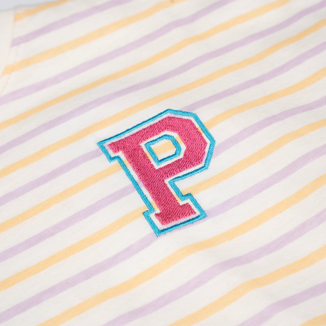 Poney Girls White Poney Logo Fun Stripes Short Sleeve Tee