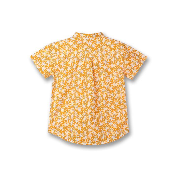 Poney Boys Mustard Palm Tree Short Sleeve Shirt