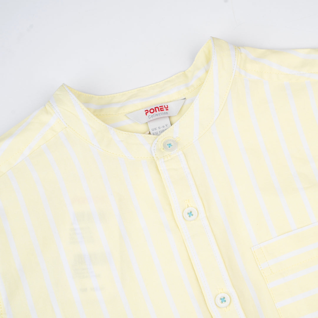 Boys Lime Yellow Striped Long Sleeve Shirt