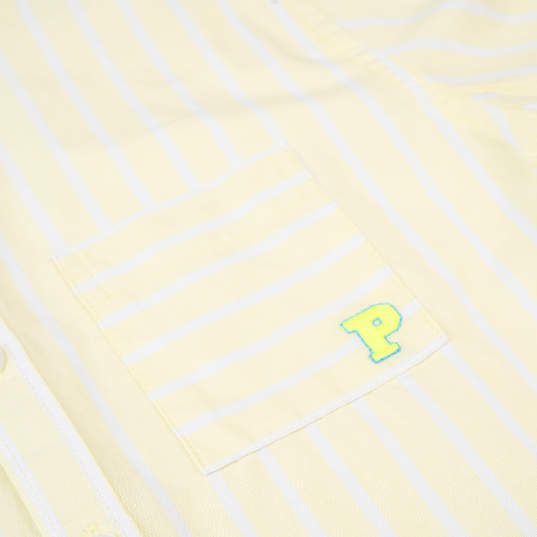 Boys Lime Yellow Striped Long Sleeve Shirt