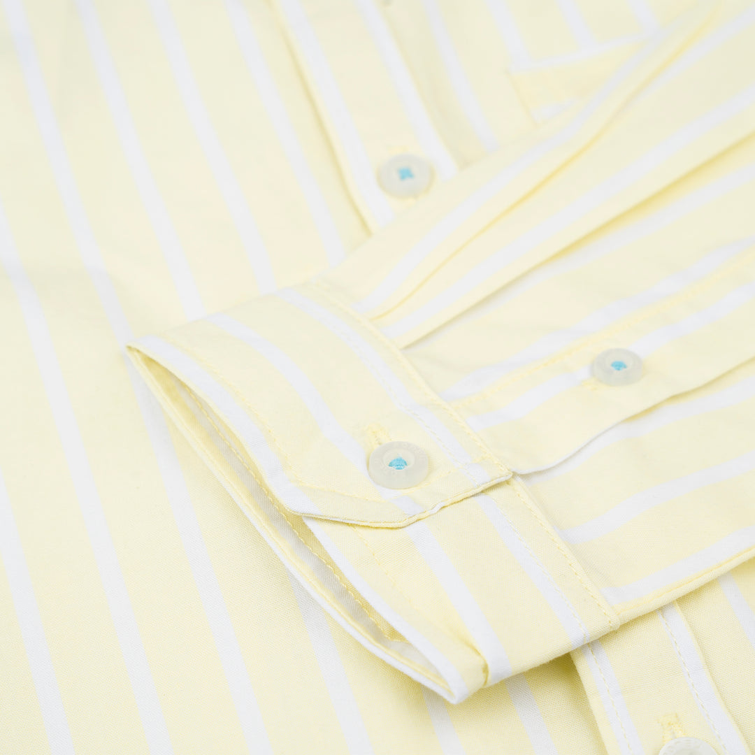 Boys Lime Yellow Striped Long Sleeve Shirt