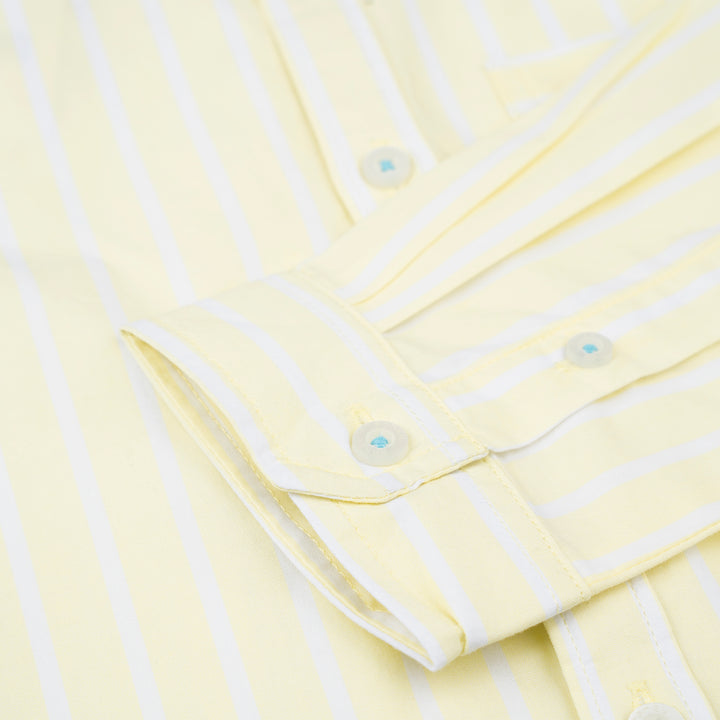 Boys Lime Yellow Striped Long Sleeve Shirt