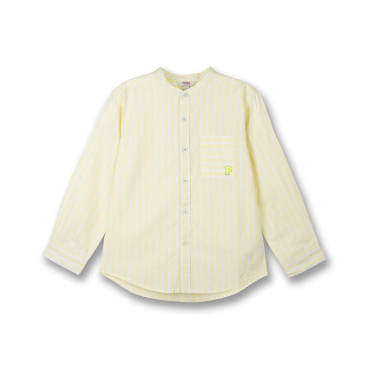 Boys Lime Yellow Striped Long Sleeve Shirt