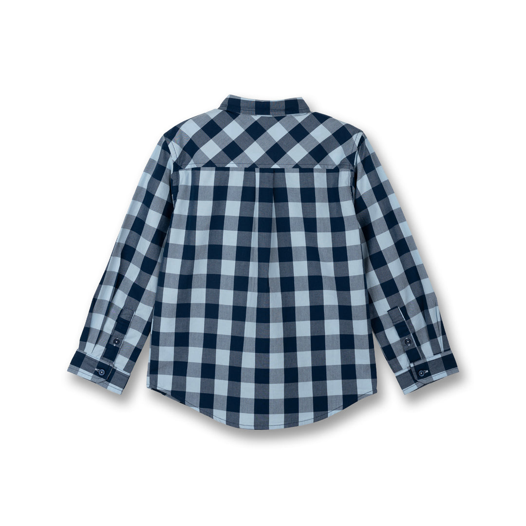 Boys Ensign Blue Checked Long Sleeve Shirt