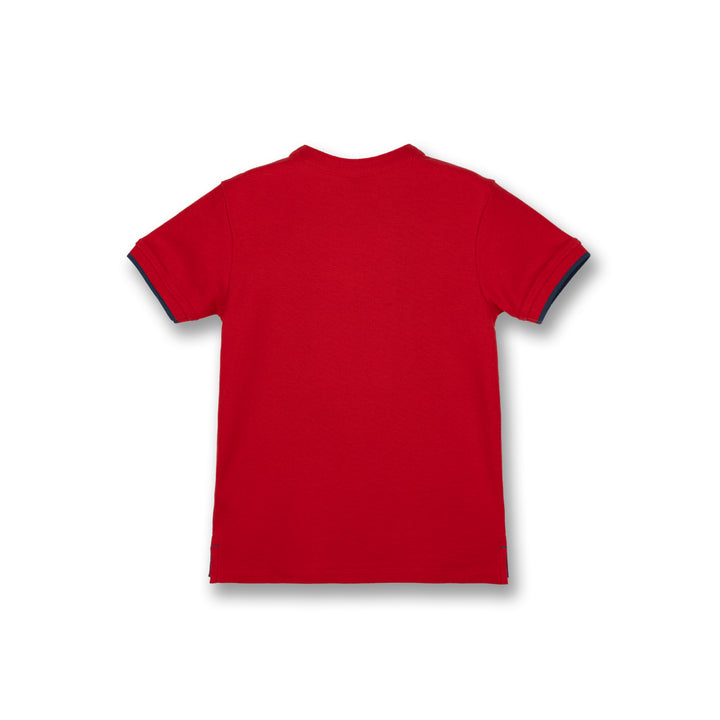 Poney Boys Red Smarty Henley Collar Short Sleeve Polo