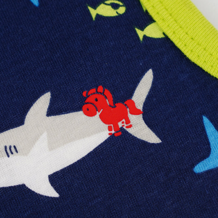 Poney Baby Boys Navy Sharks And Ships Sleeveless Tee