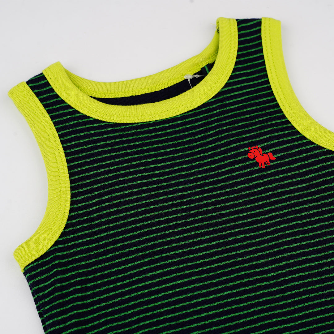 Poney Baby Boys Navy Stripes Yarn Dyed Sleeveless Tee