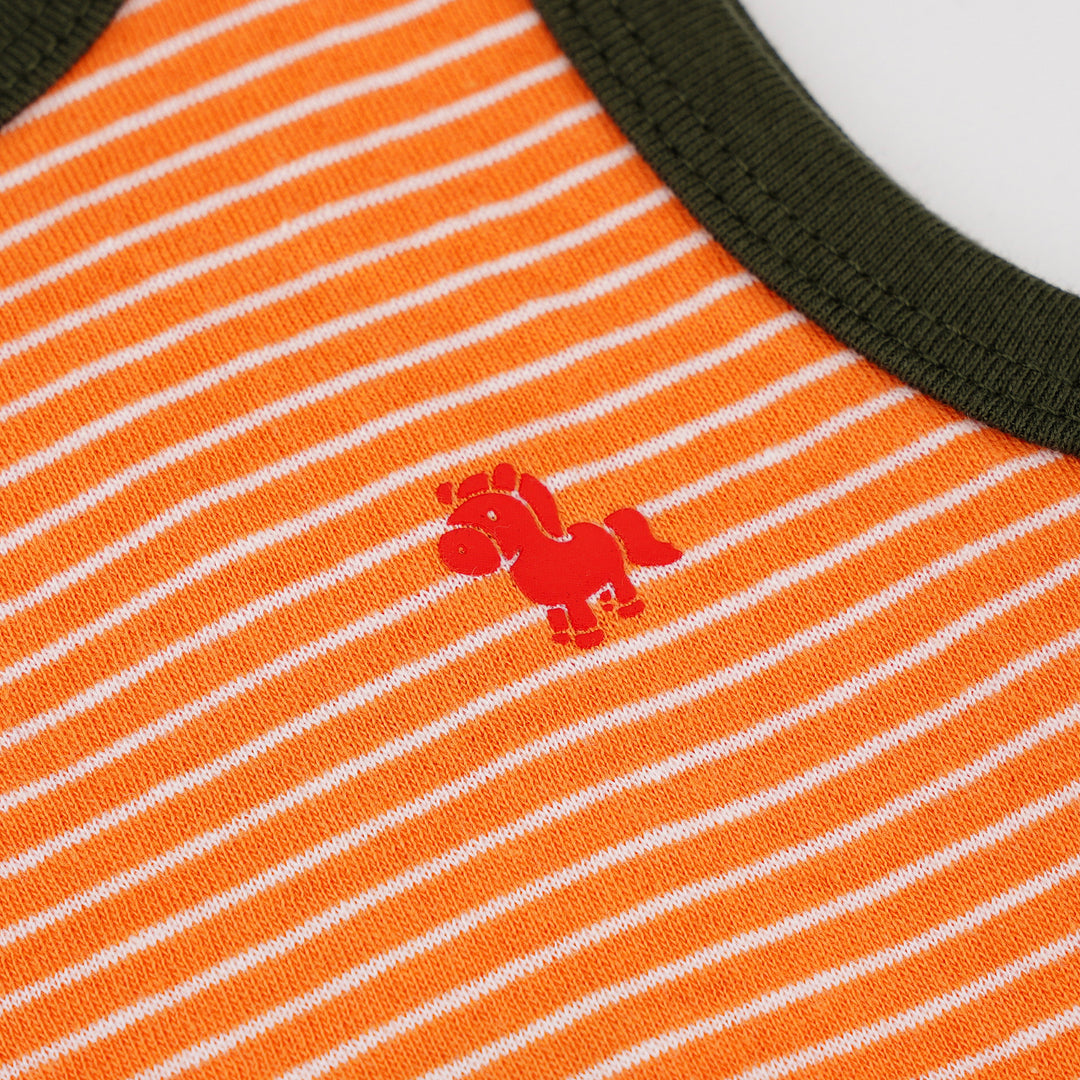 Poney Baby Boys Orange Stripes Yarn Dyed Sleeveless Tee