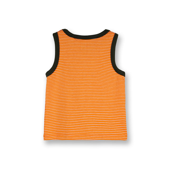Poney Baby Boys Orange Stripes Yarn Dyed Sleeveless Tee