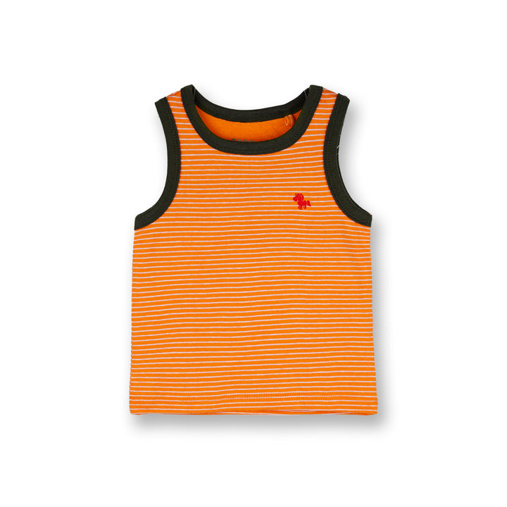 Poney Baby Boys Orange Stripes Yarn Dyed Sleeveless Tee