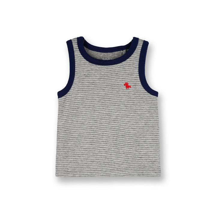 Poney Baby Boys Melange Stripes Yarn Dyed Sleeveless Tee