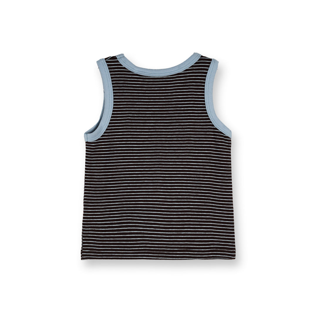 Poney Baby Boys Brown Stripes Yarn Dyed Sleeveless Tee