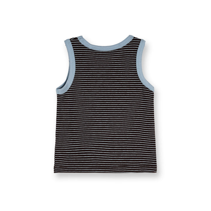 Poney Baby Boys Brown Stripes Yarn Dyed Sleeveless Tee