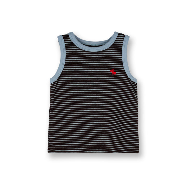 Poney Baby Boys Brown Stripes Yarn Dyed Sleeveless Tee