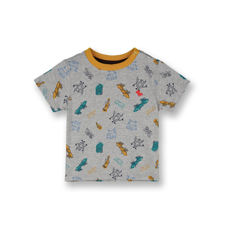 Poney Baby Boys Grey Skaters And Monsters Short Sleeve Tee