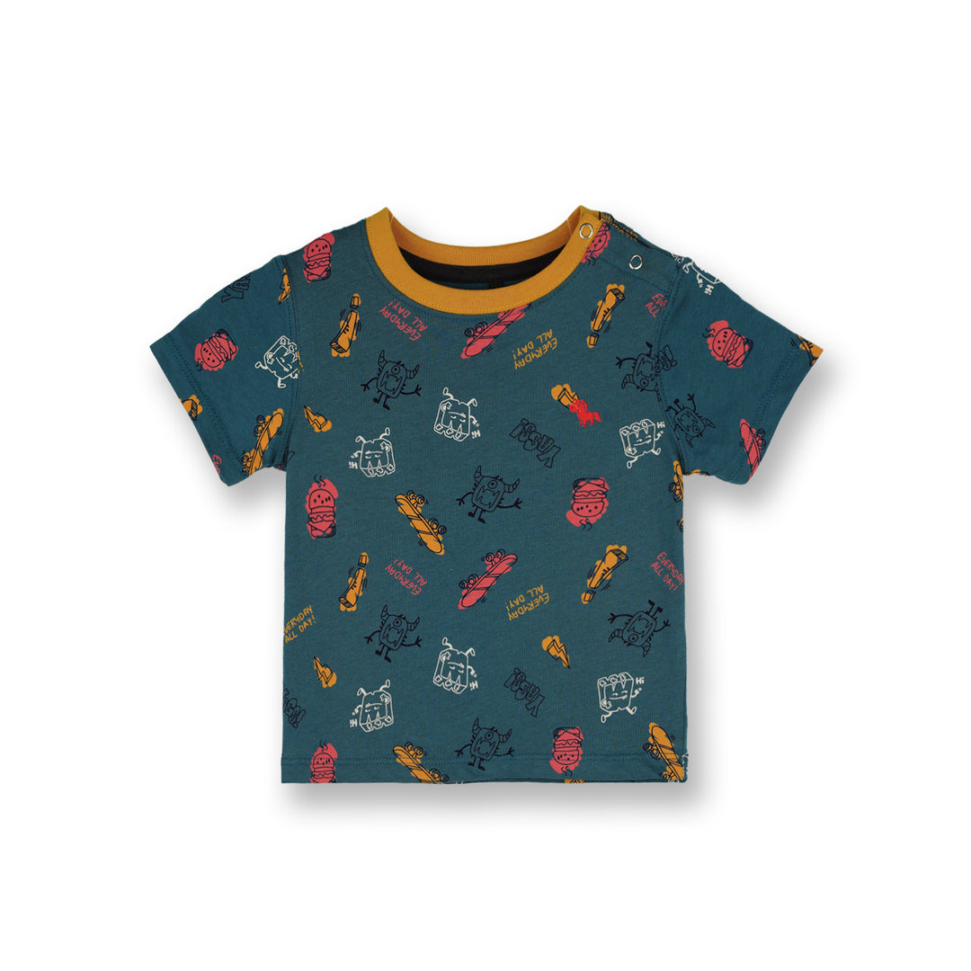 Poney Baby Boys Green Skaters And Monsters Short Sleeve Tee