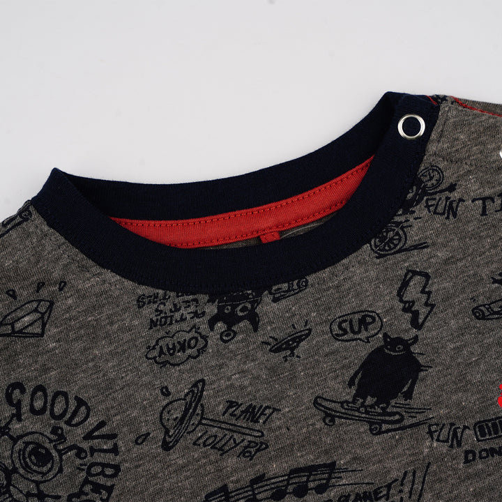 Poney Baby Boys Dark Grey Monster Music Short Sleeve Tee