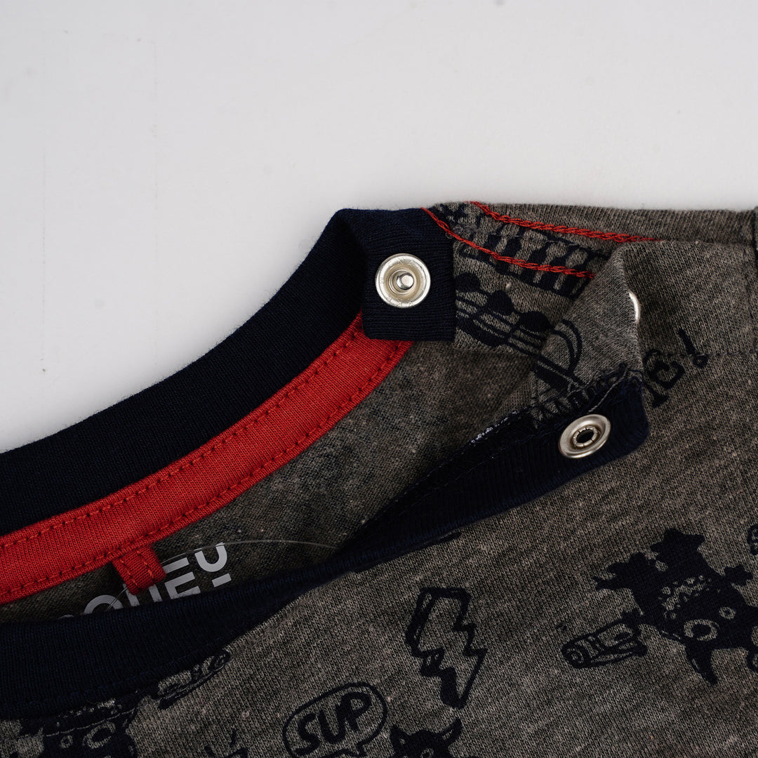 Poney Baby Boys Dark Grey Monster Music Short Sleeve Tee