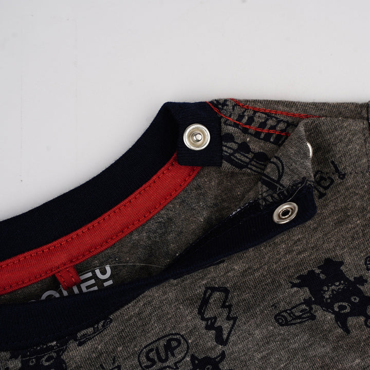 Poney Baby Boys Dark Grey Monster Music Short Sleeve Tee