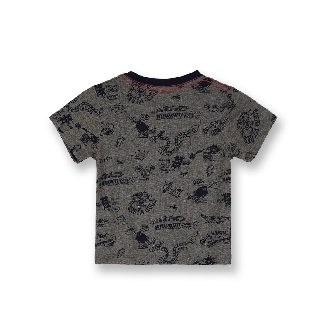 Poney Baby Boys Dark Grey Monster Music Short Sleeve Tee