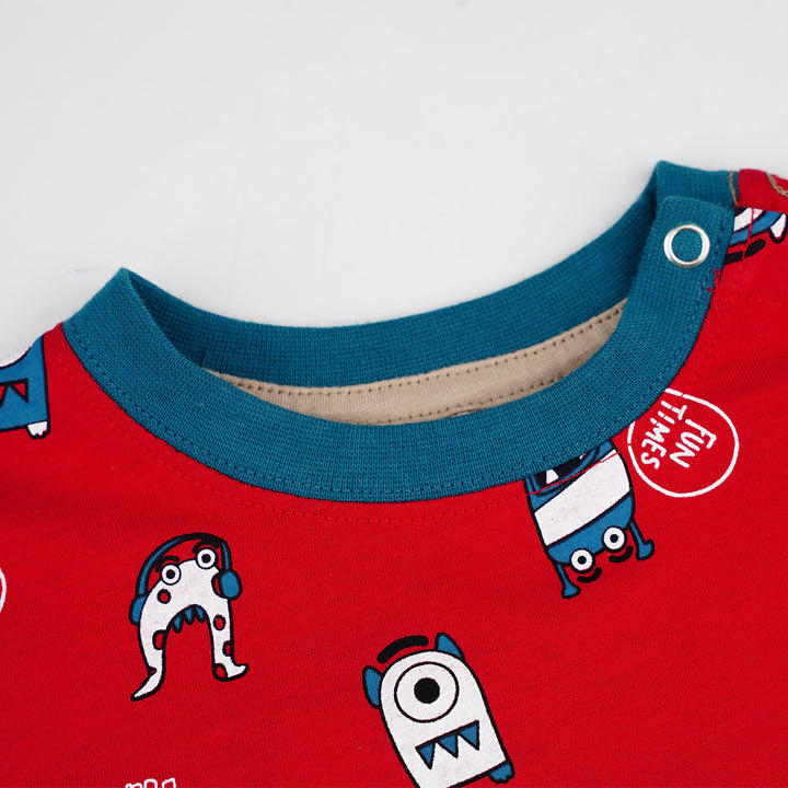 Poney Baby Boys Red Cool Dude Monster Short Sleeve Tee