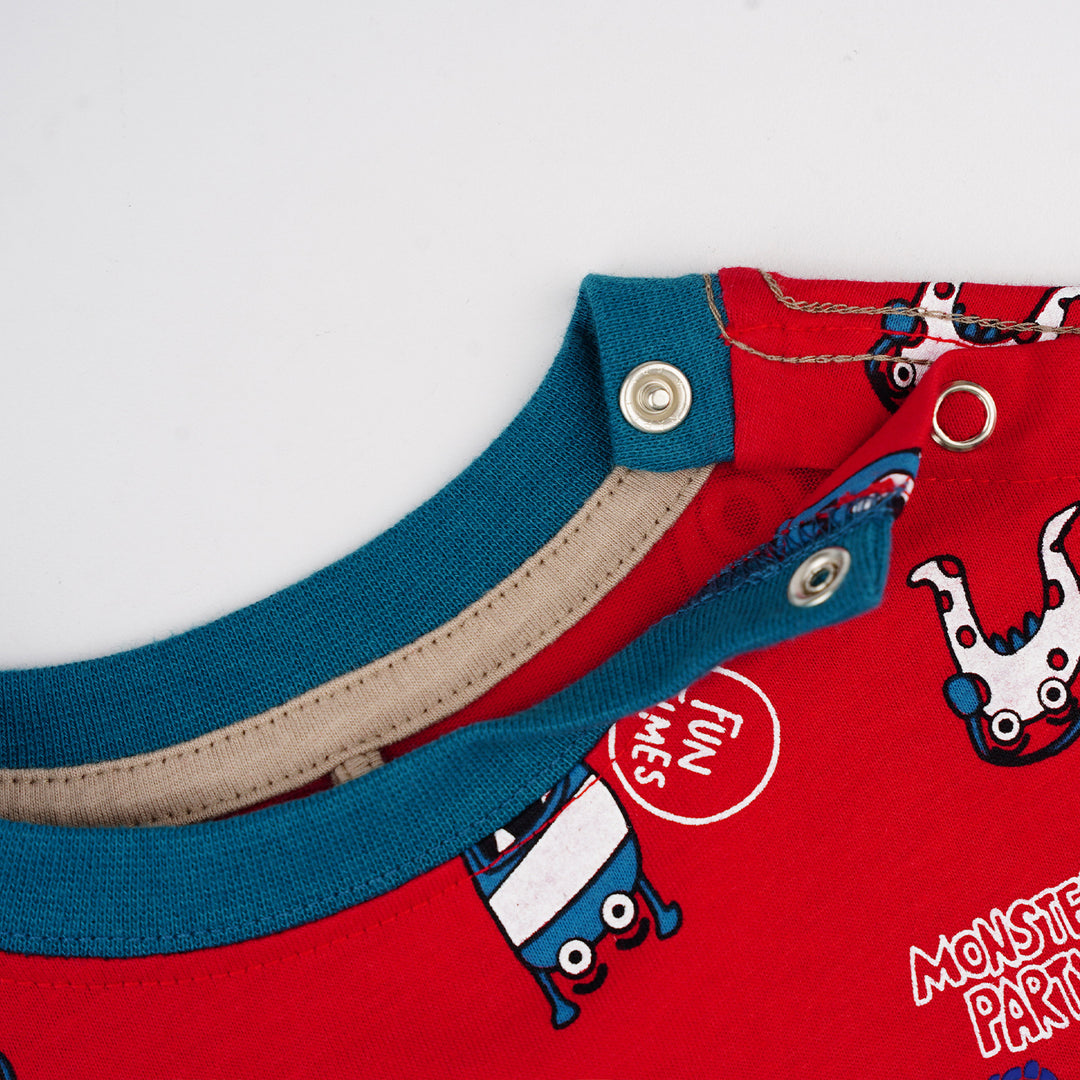 Poney Baby Boys Red Cool Dude Monster Short Sleeve Tee