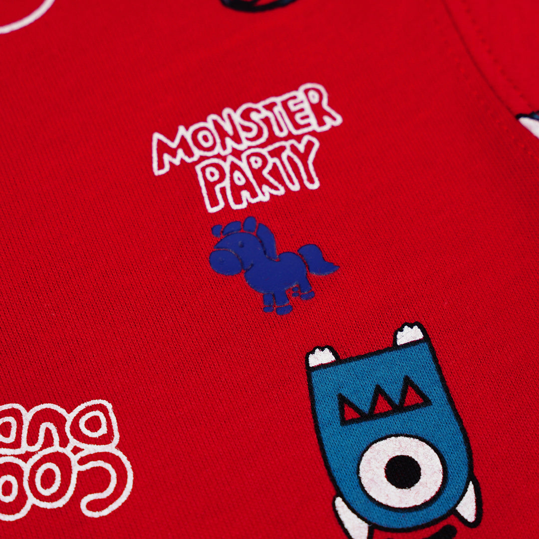 Poney Baby Boys Red Cool Dude Monster Short Sleeve Tee