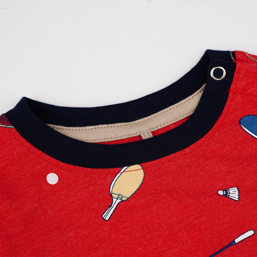 Poney Baby Boys Red Racket Games Short Sleeve Tee