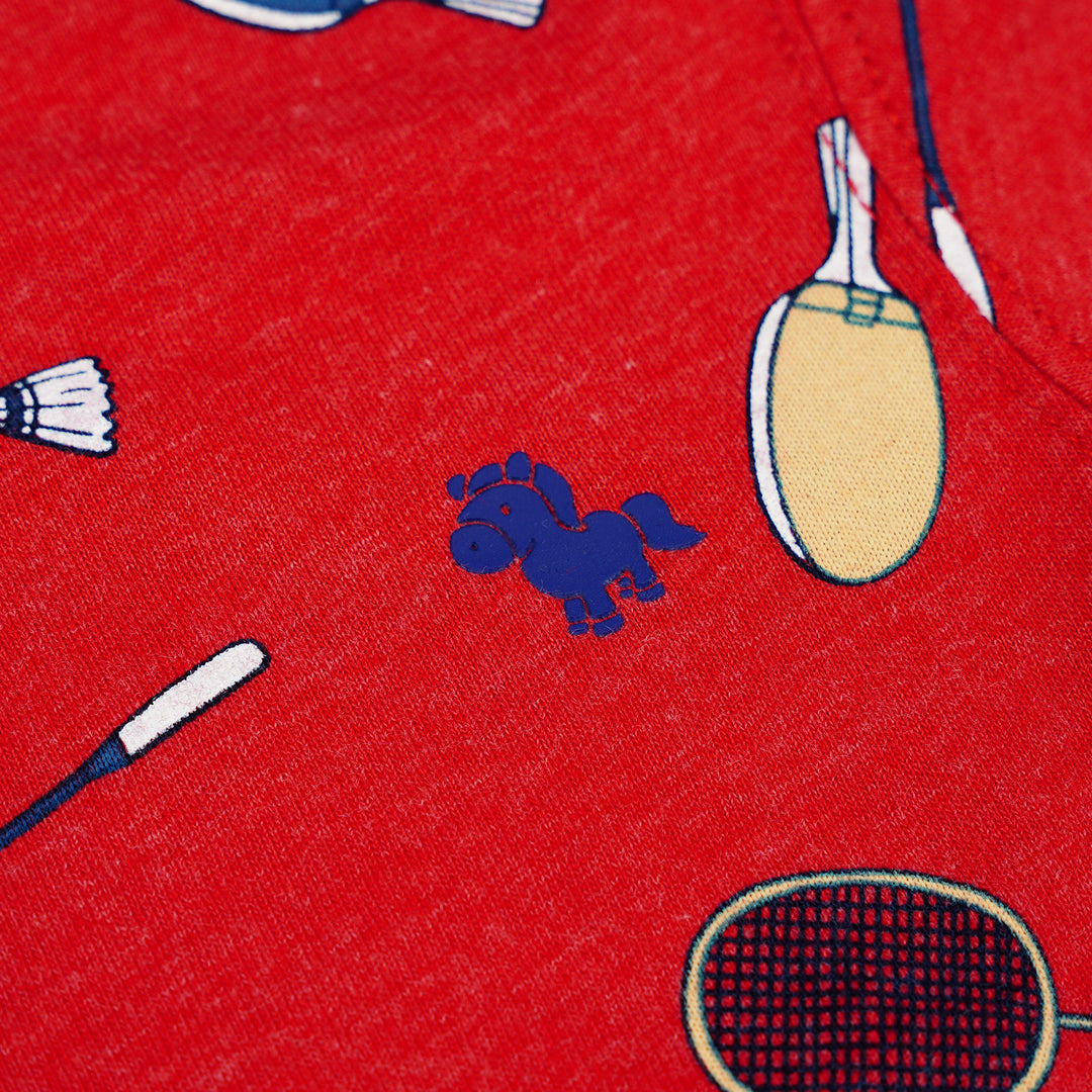 Poney Baby Boys Red Racket Games Short Sleeve Tee