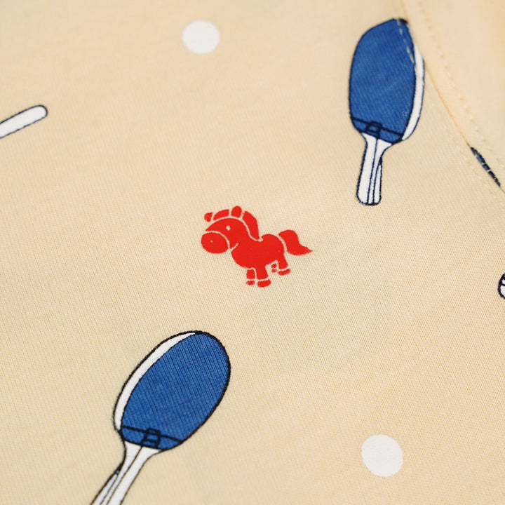 Poney Baby Boys Light Yellow Racket Games Short Sleeve Tee