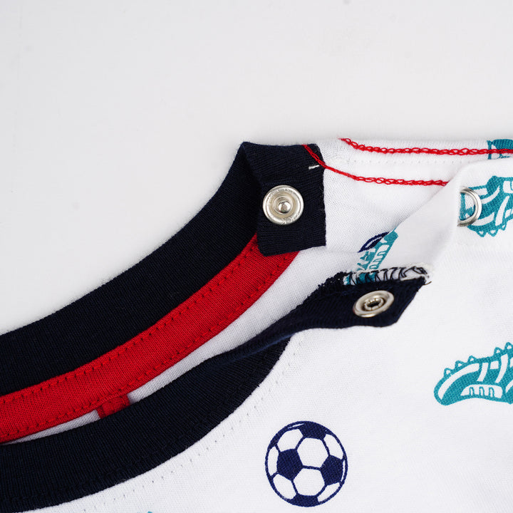Poney Baby Boys White Football And Boots Short Sleeve Tee