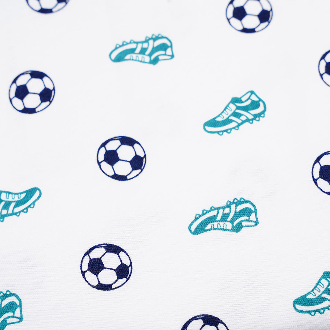 Poney Baby Boys White Football And Boots Short Sleeve Tee